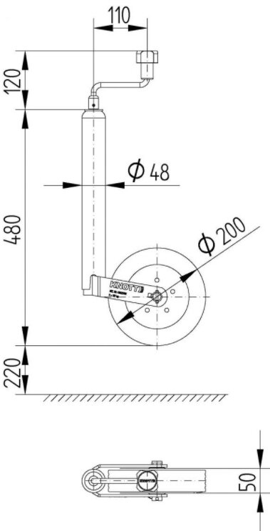 Stützrad TK 48-200x50 Blechfelge