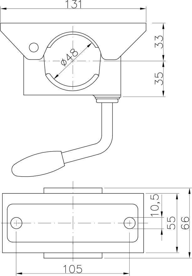 1 Stk. Abstellstütze 600mm / 48mm & Klemmschelle, montiertes Zubehör