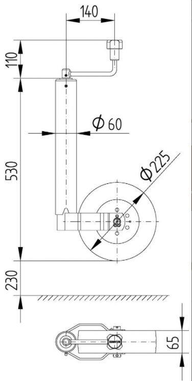 Stützrad TK 60-225x65 Blechfelge (verstärkter Ausführung)