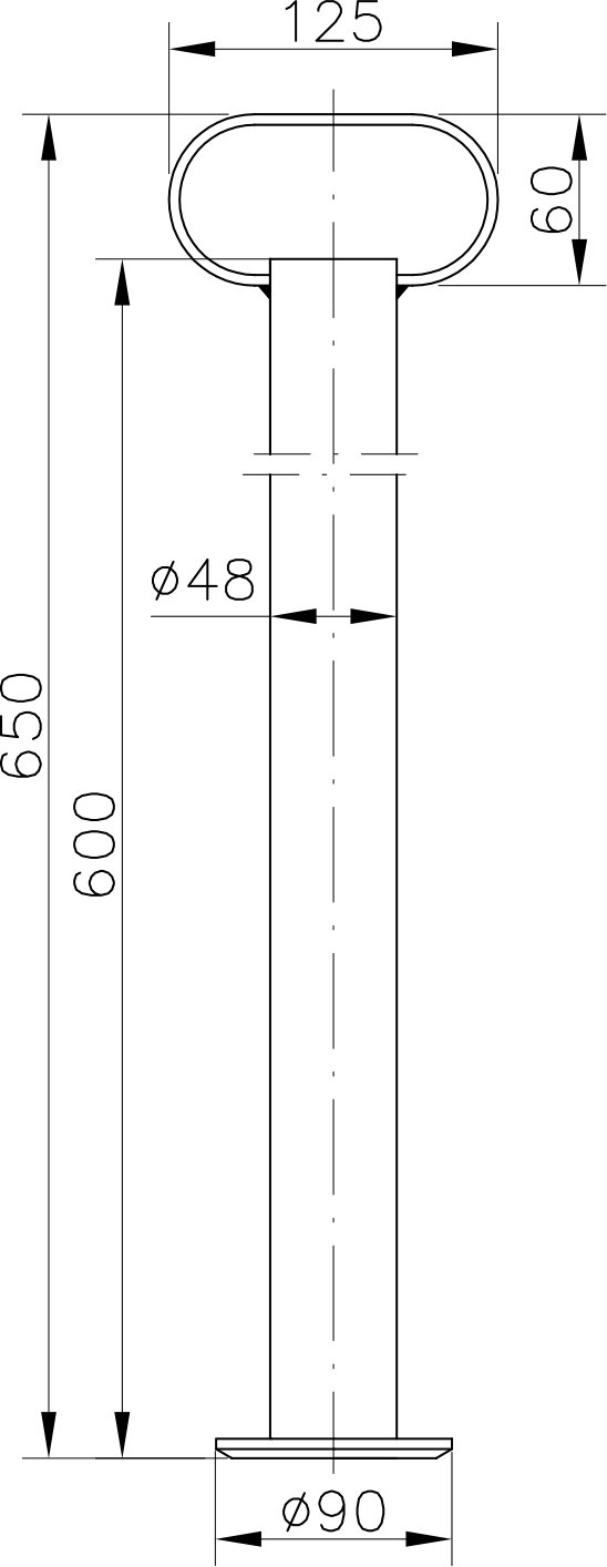 1 Stk. Abstellstütze 700mm / 48mm & Klemmschelle, montiertes Zubehör