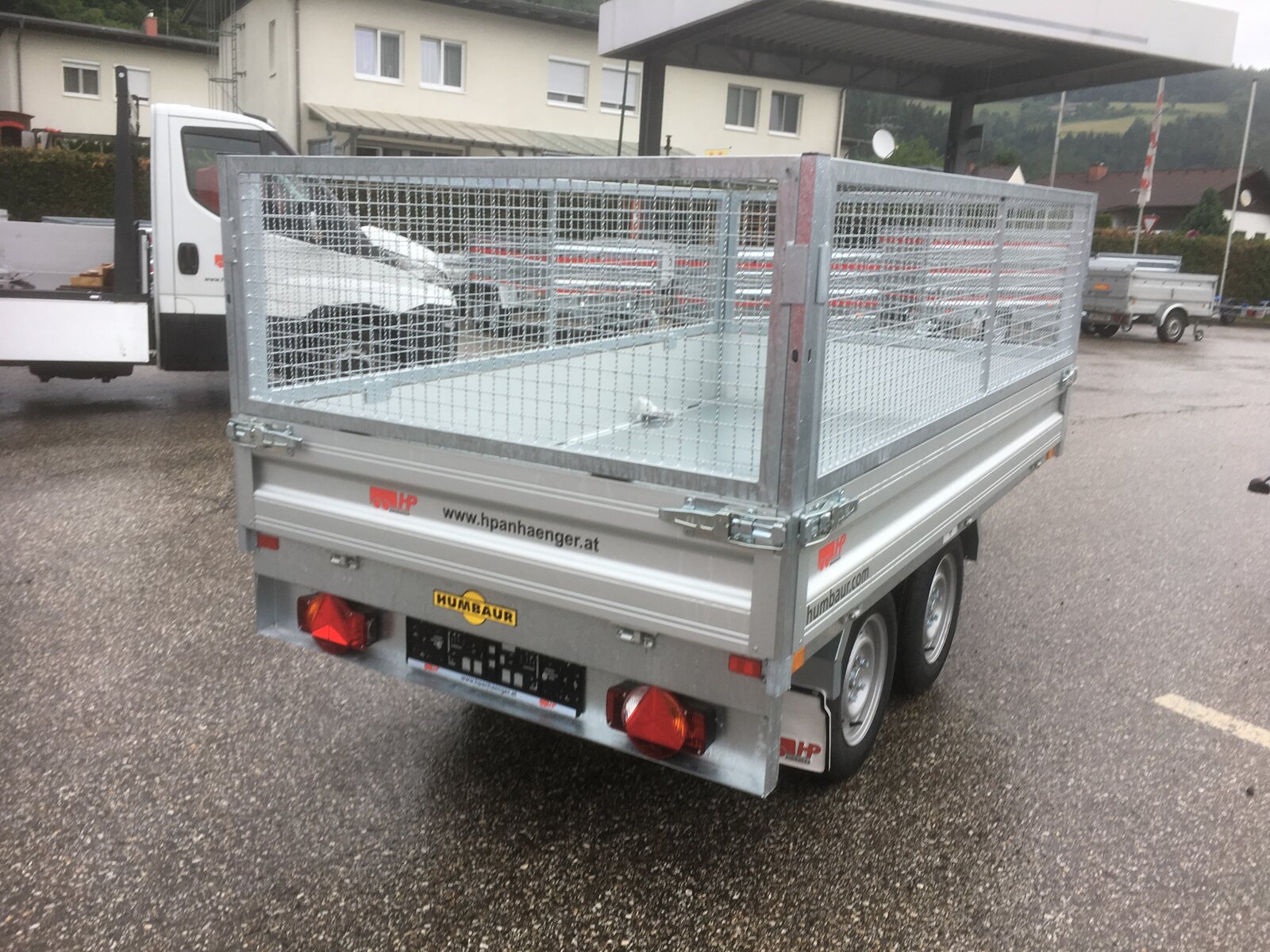 Rückwärtskipper, PKW-Anhänger, Humbaur HUK 272715 Set, 2700x1500x300, 2700 kg inkl. Gitteraufsatz und Netz