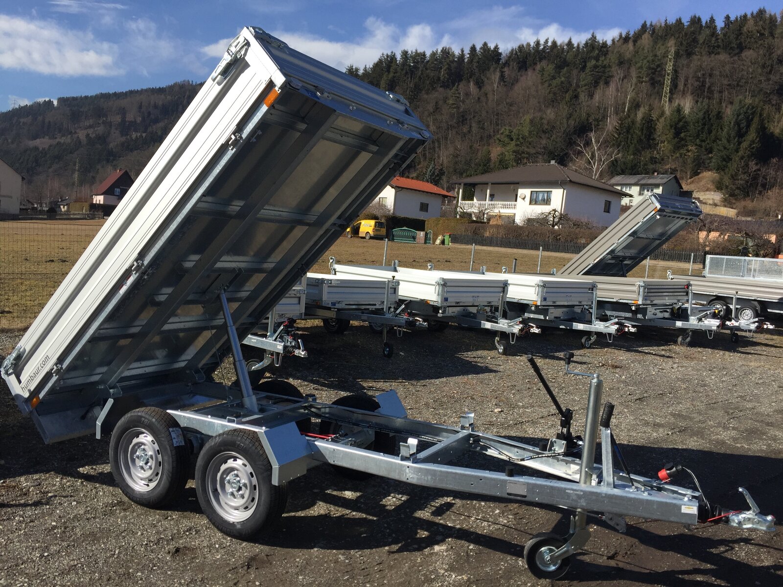 PKW-Anhänger, Rückwärtskipper Humbaur HUK 303117 Alu Tandem-Rückwärts kippb. mit Handpumpe, 3000 kg