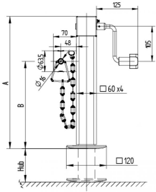 Stützfuß SF60 mit Kurbel (Länge 415 mm)