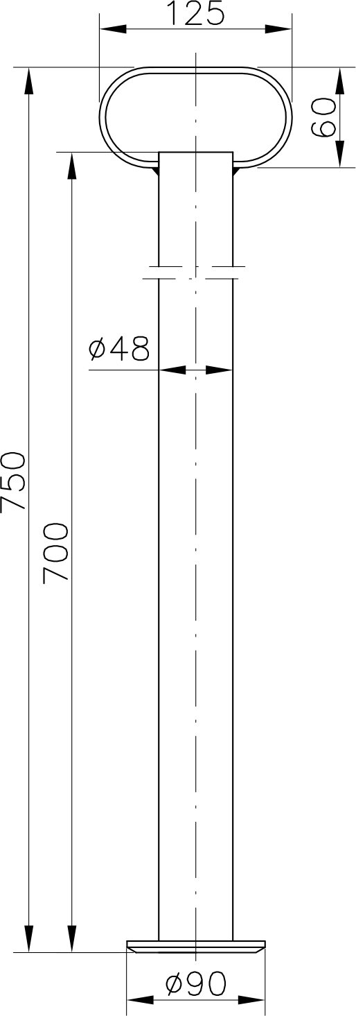 Stützrohr RSR 48 (Durchmesser: 48mm / Länge 700mm)