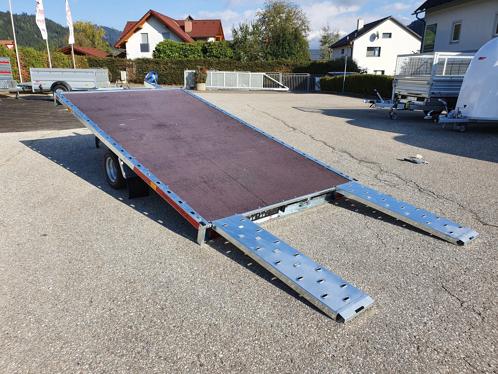 Fahrzeugtransporter, Autotransporter, Plateauanhänger HP 362015 ATPK, 3600x2040 mm, Kippdeichsel, 1500 kg einachs